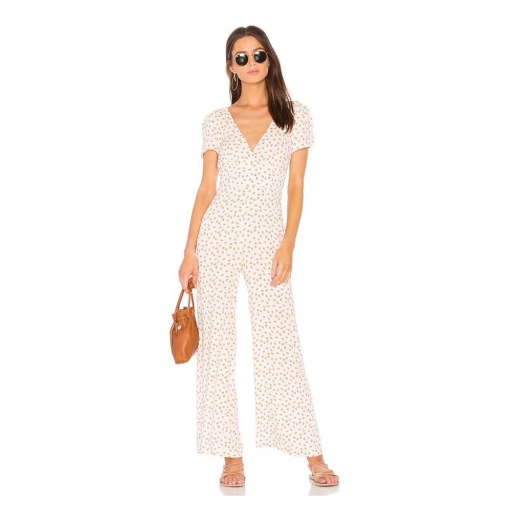 Free People Mia Jumpsuit White Peach Size 2